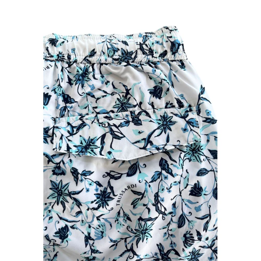 Trussardi Beachwear Weiße Polyester-Badeshorts für Herren