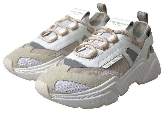 Dolce & Gabbana Sneakers Weiß Beige Leder Sport DAYMASTER Schuhe
