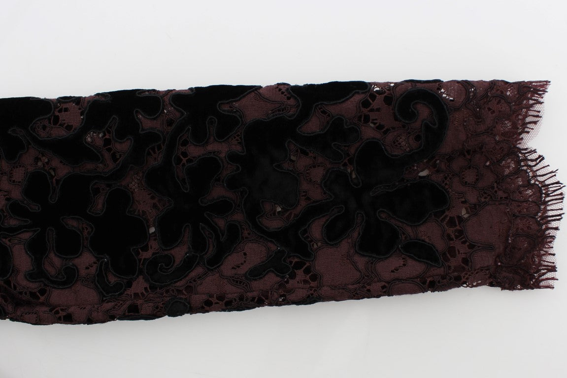 Dolce & Gabbana Lilafarbenes Ricamo-Maxikleid mit floraler Spitze