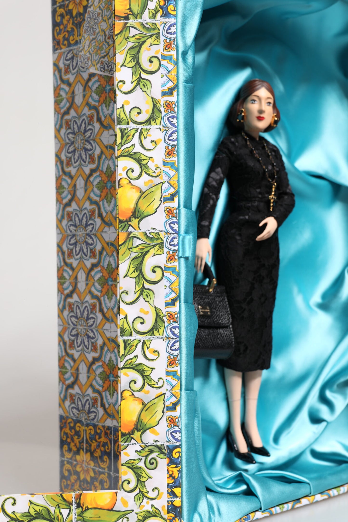 Dolce & Gabbana Schwarzes Kleid MARIA Porzellan Modenschau Leder Sicily Dolls