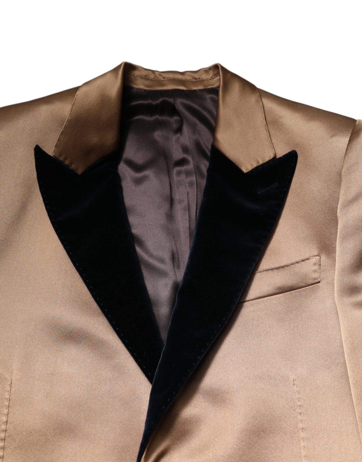 Dolce & Gabbana – Einreihige Trenchcoat-Jacke aus brauner Seide