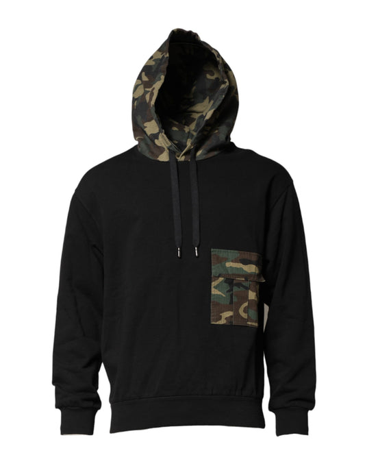 Dolce & Gabbana Schwarzer Camouflage-Kapuzenpullover