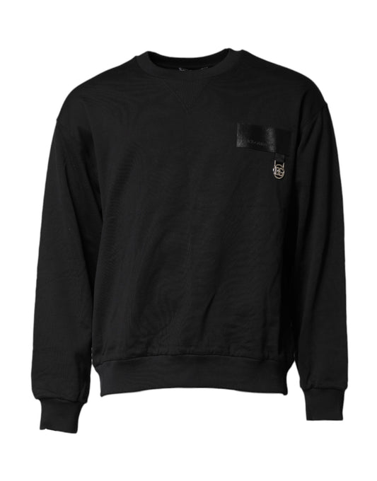 Dolce & Gabbana – Schwarzes Sweatshirt mit Rundhalsausschnitt und DG-Logo