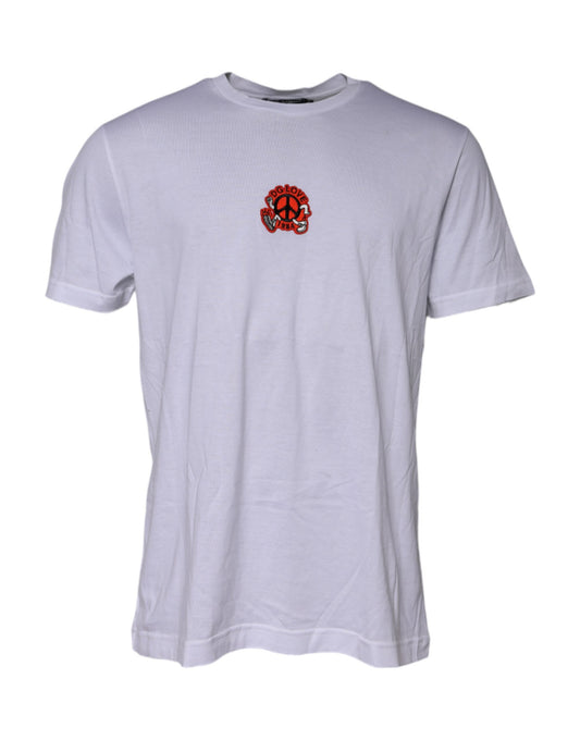 Dolce & Gabbana – Weißes T-Shirt mit kurzen Ärmeln und DG LOVE-Patch