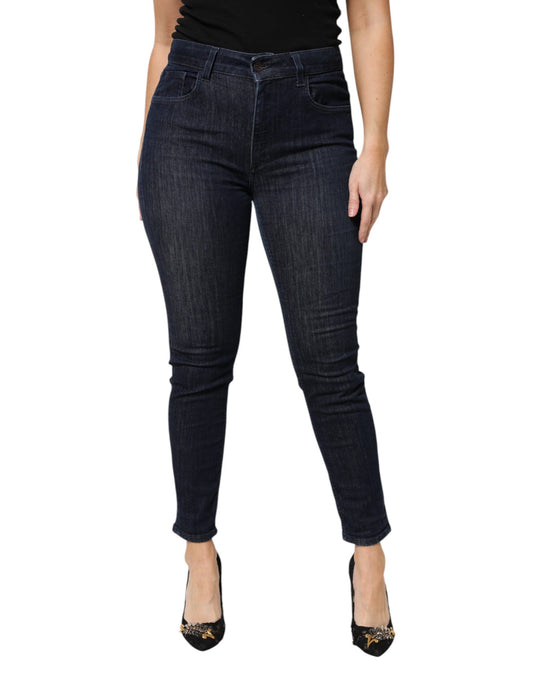 Dolce & Gabbana Dunkelblaue Skinny-Jeans aus verkürzter Baumwolle