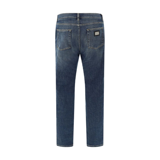 Dolce & Gabbana Blue Elastane Straight-Leg Jeans