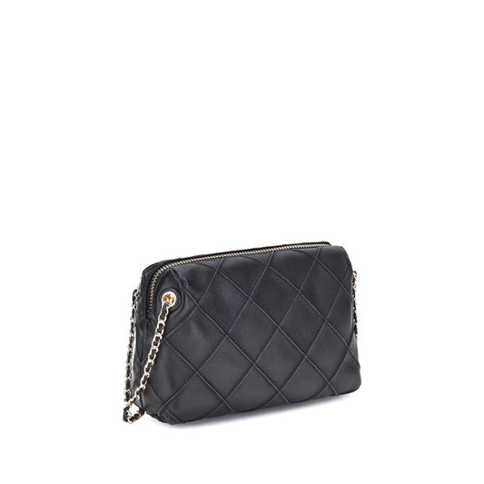 Tory Burch Schultertasche aus schwarzem Kalbsleder, Modell Bos Taurus