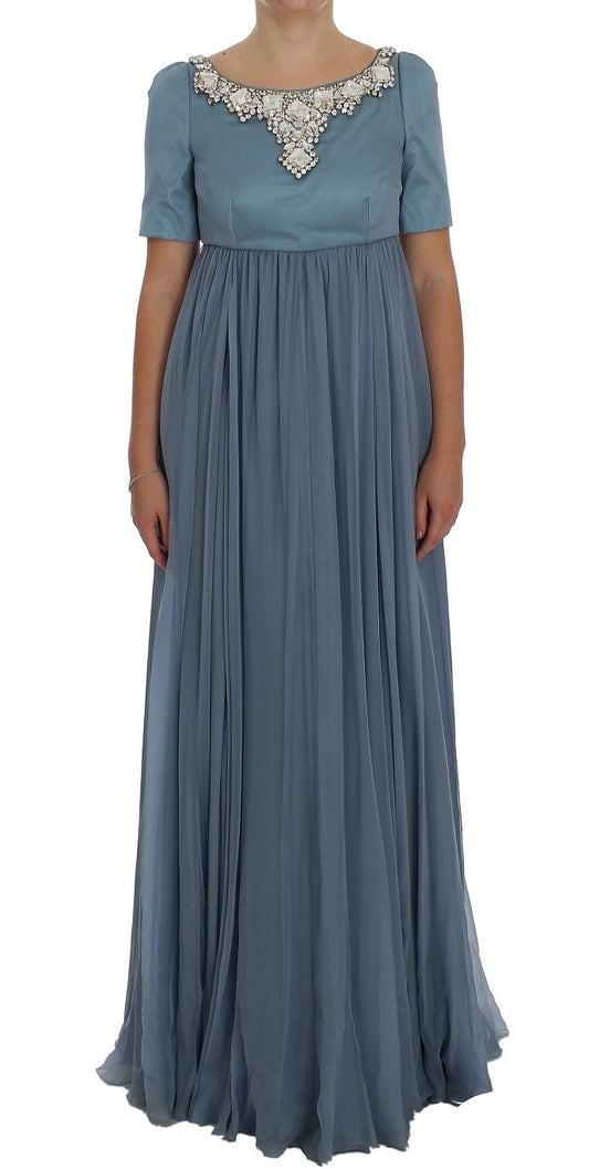 Dolce & Gabbana – Blaues Ballkleid aus Seide mit Kristallen