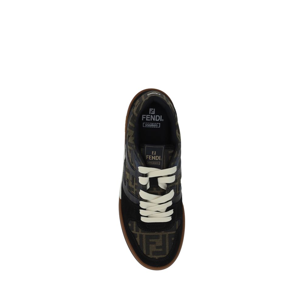 Fendi Mehrfarbige Kalbsleder Bos Taurus Low-Top Sneaker