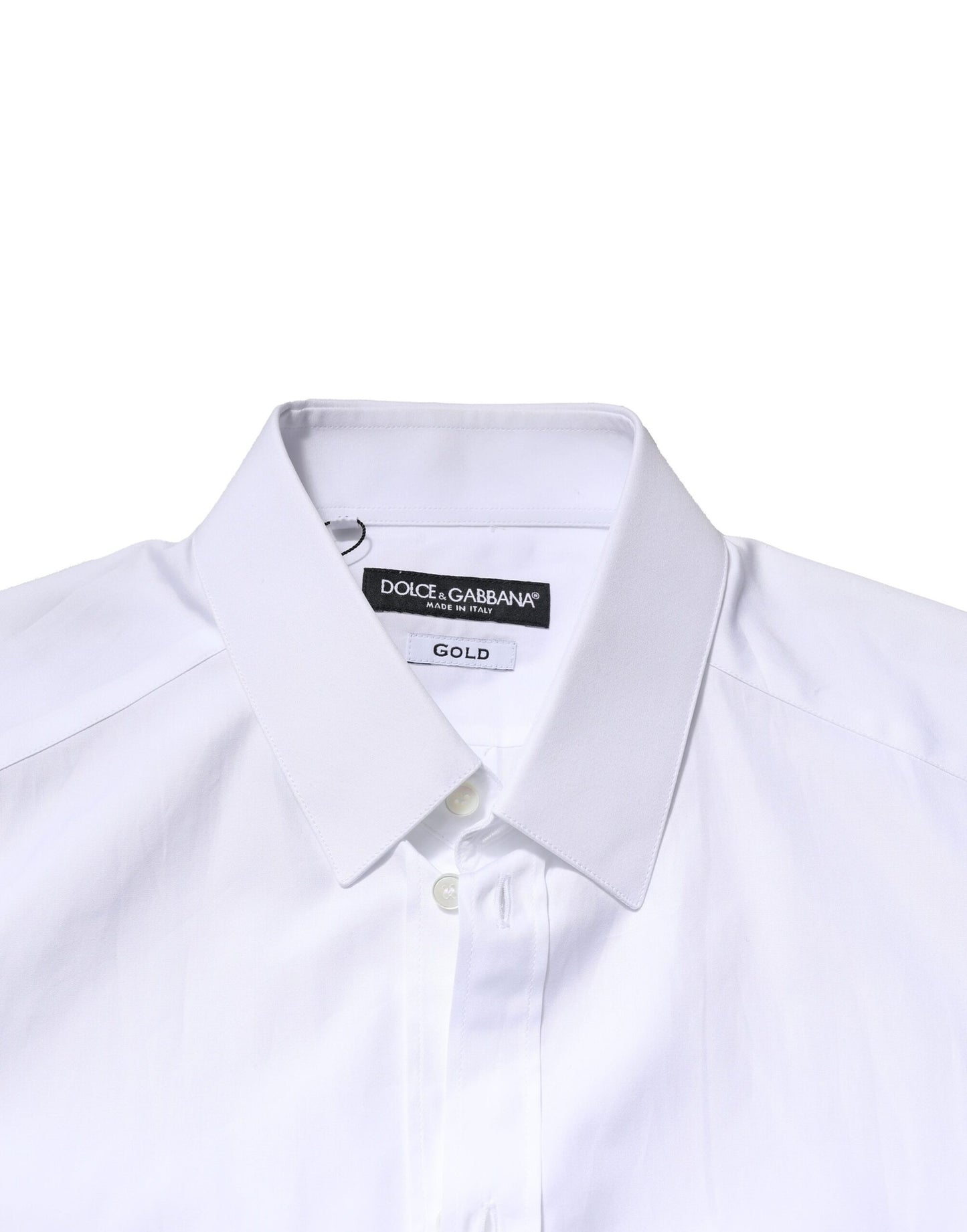 Dolce & Gabbana Weißes, GOLDENES, formelles Baumwollhemd mit Krone