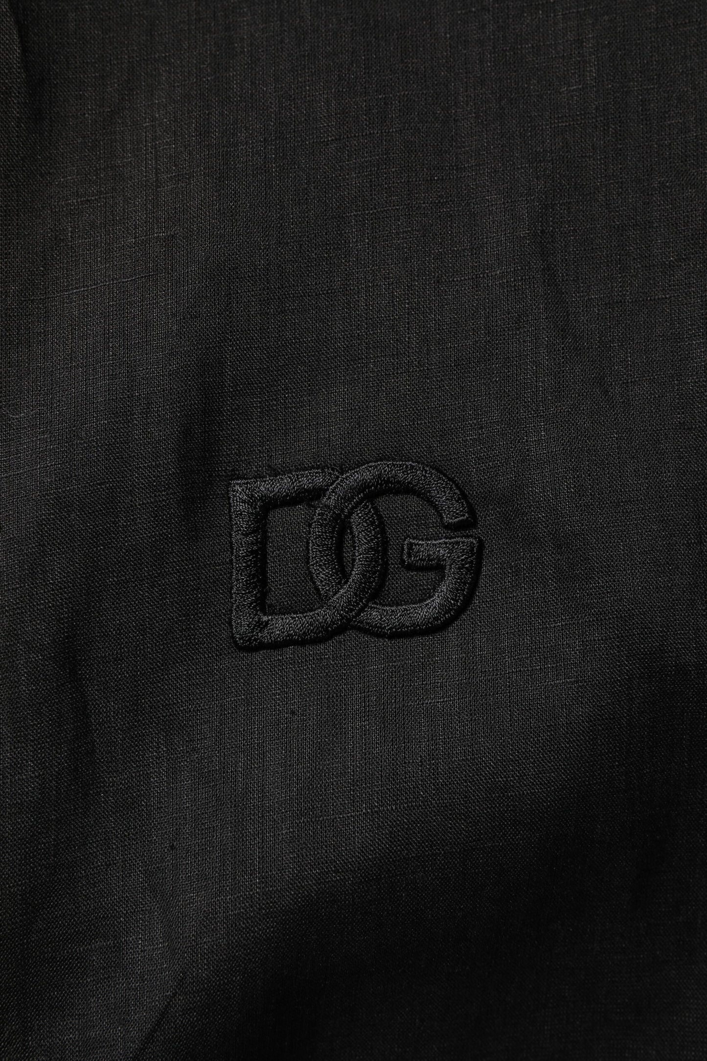 Dolce & Gabbana Schwarzes Leinenhemd mit langen Ärmeln für Herren