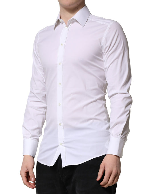 Dolce & Gabbana Weiß GOLD Langarm Herren Kleid Formelles Hemd