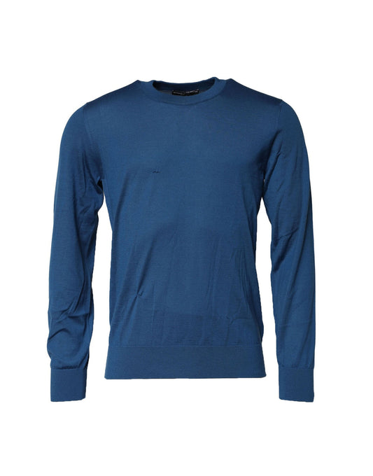 Dolce & Gabbana Blauer Kaschmir-Sweatshirtpullover mit Rundhalsausschnitt