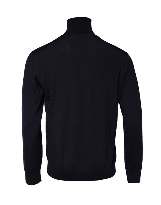 Dolce & Gabbana, blauer Pullover mit Rollkragen und langen Ärmeln