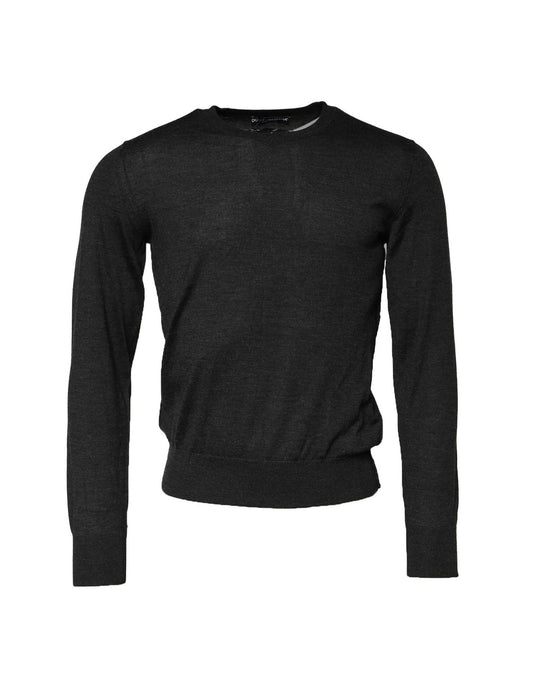 Dolce & Gabbana Grauer Kaschmir-Sweatshirtpullover mit Rundhalsausschnitt