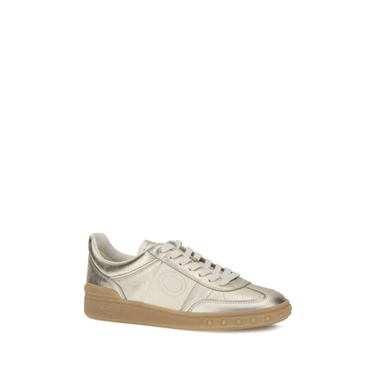 Valentino Garavani Goldene Kalbsleder-Sneaker Bos Taurus mit niedrigem Schaft
