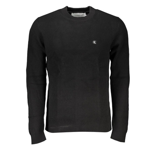 Calvin Klein – Eleganter schwarzer Pullover mit Rundhalsausschnitt und Logo