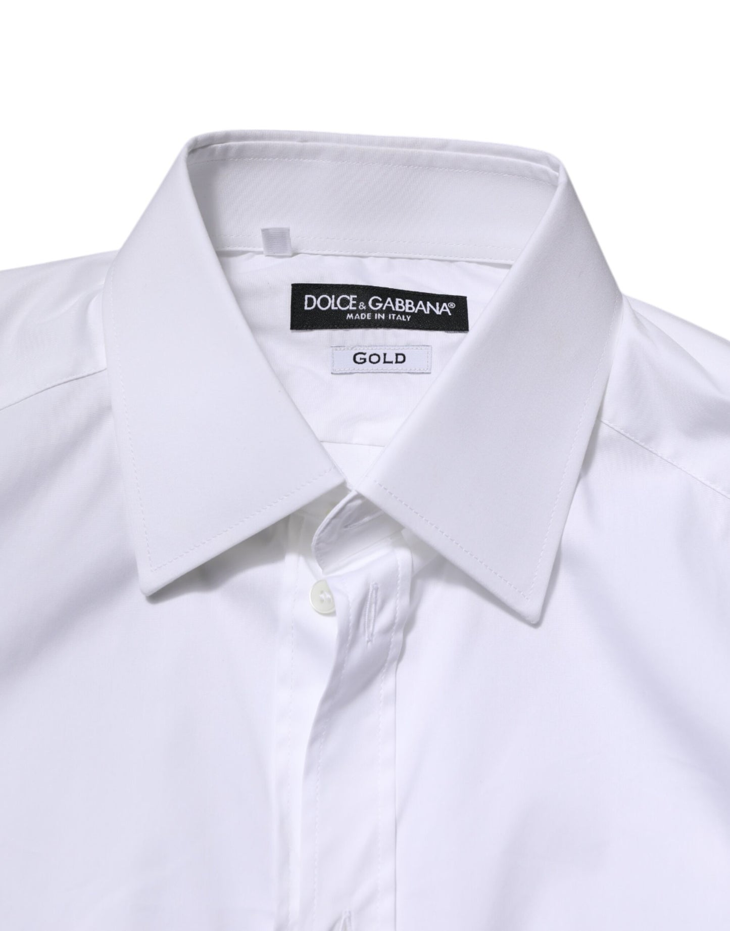 Dolce & Gabbana – Weißes, langärmliges, formelles Hemd aus Baumwolle in GOLD