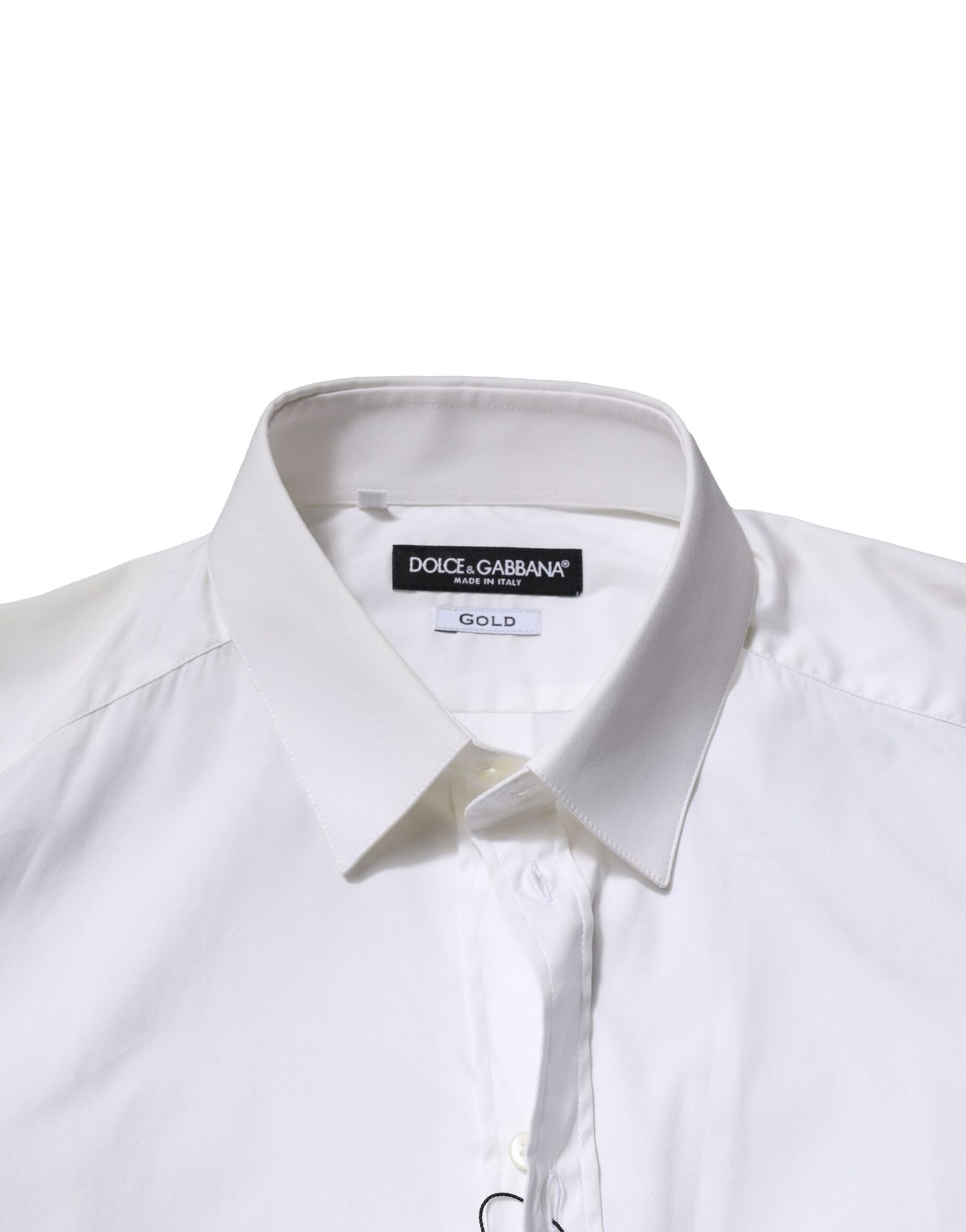 Dolce & Gabbana – Weißes, langärmliges, goldenes Hemd aus Baumwolle