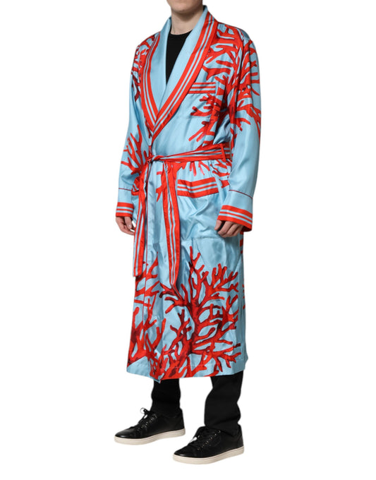 Dolce & Gabbana – Wickelmantel mit blauem und rotem Korallendruck