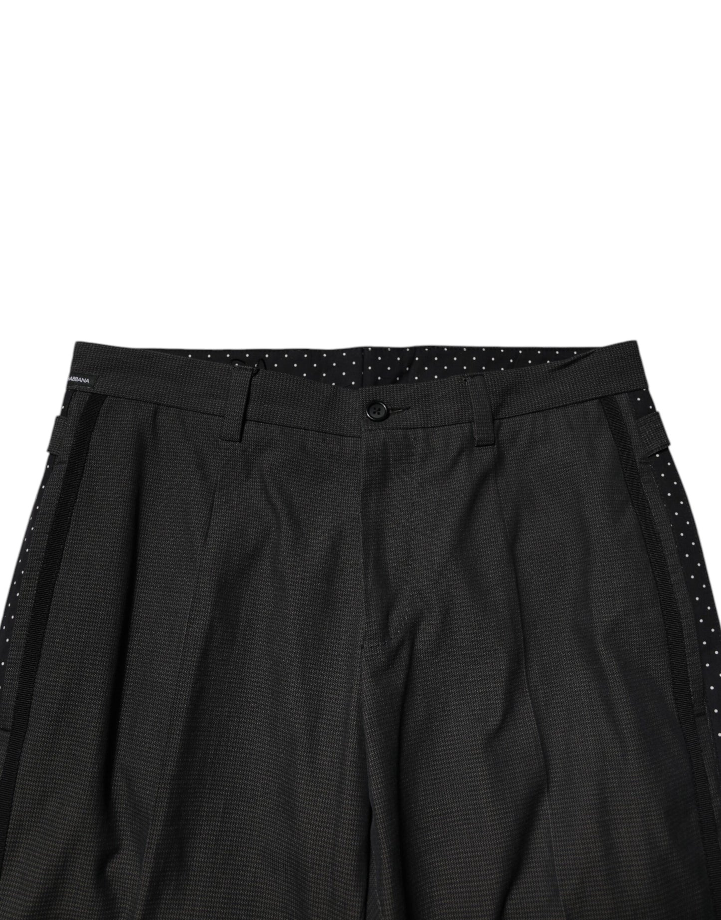 Dolce & Gabbana – Graue, gemusterte Anzughose aus Baumwolle
