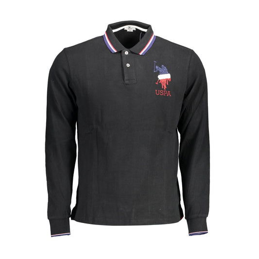 US POLO ASSN. Schwarzes Herren-Poloshirt aus Baumwolle
