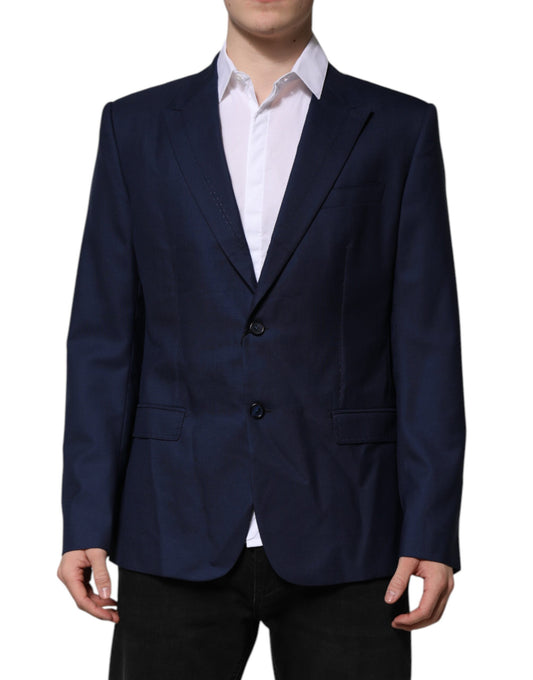 Dolce & Gabbana – Einreihiger Anzugmantel-Blazer aus blauer Wolle