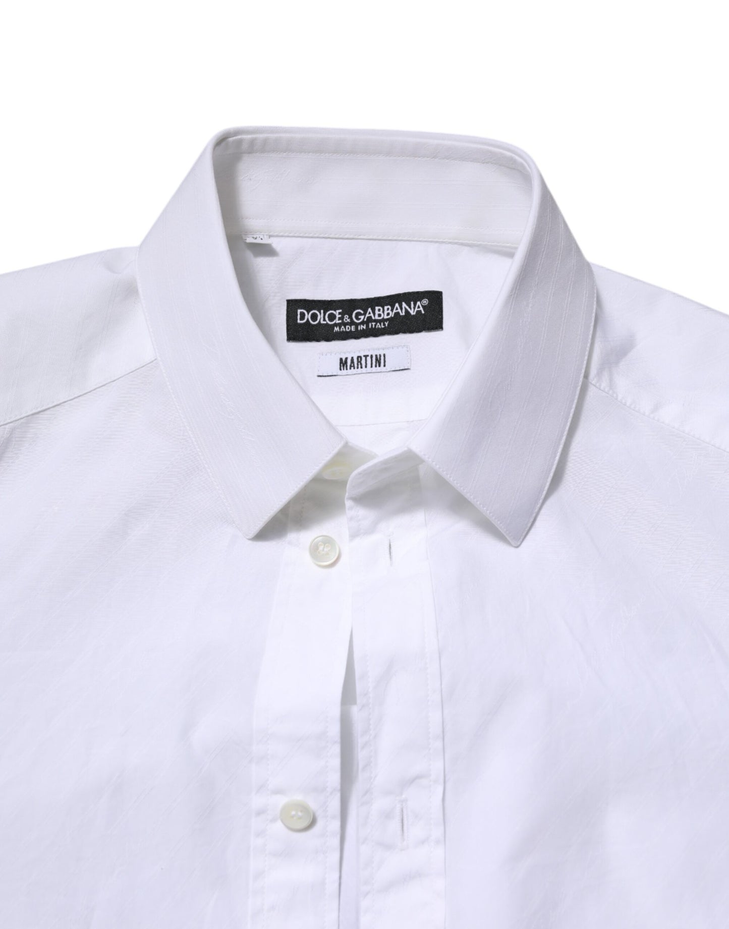 Dolce & Gabbana Weißes Langarm-Martini-Hemd aus Baumwolle