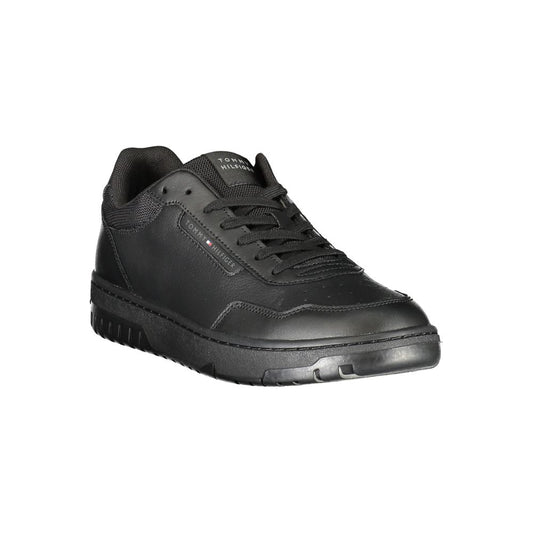Tommy Hilfiger – Schwarze Leder-Sneaker für Herren