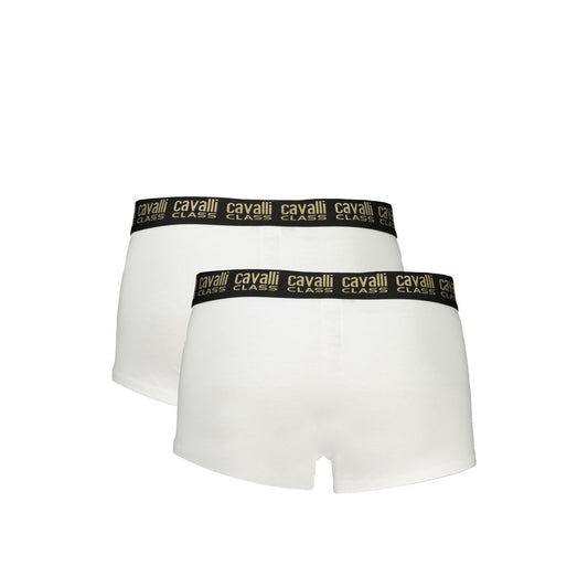 Cavalli Class Herren-Boxershorts aus weißer Baumwolle, Paar