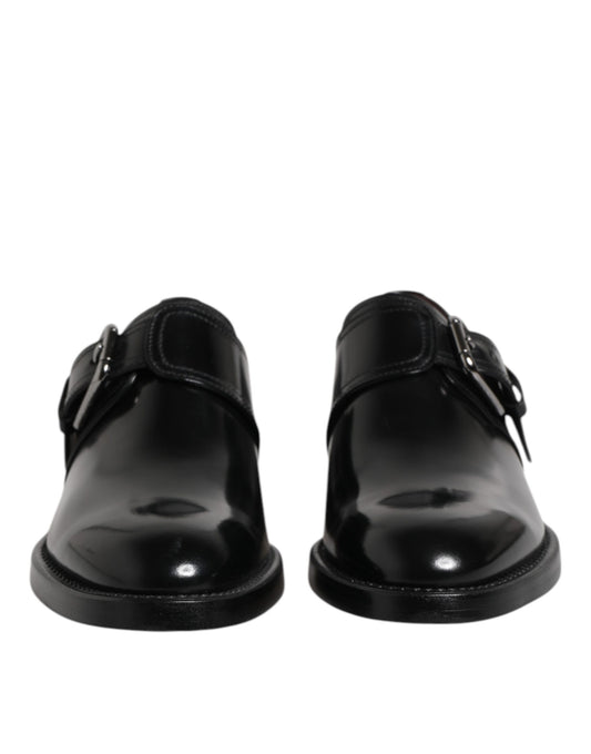 Dolce & Gabbana – Formelle Derby-Schuhe aus schwarzem Leder mit Monkstrap
