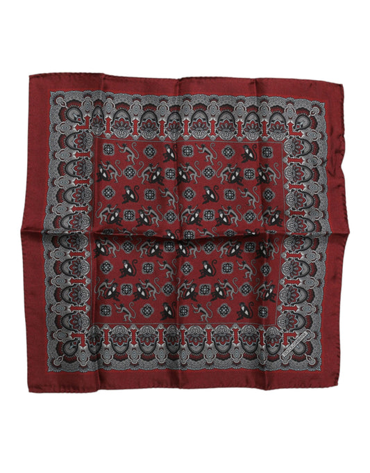 Dolce & Gabbana – Kastanienbrauner quadratischer Foulard aus Seide mit Affen-Print