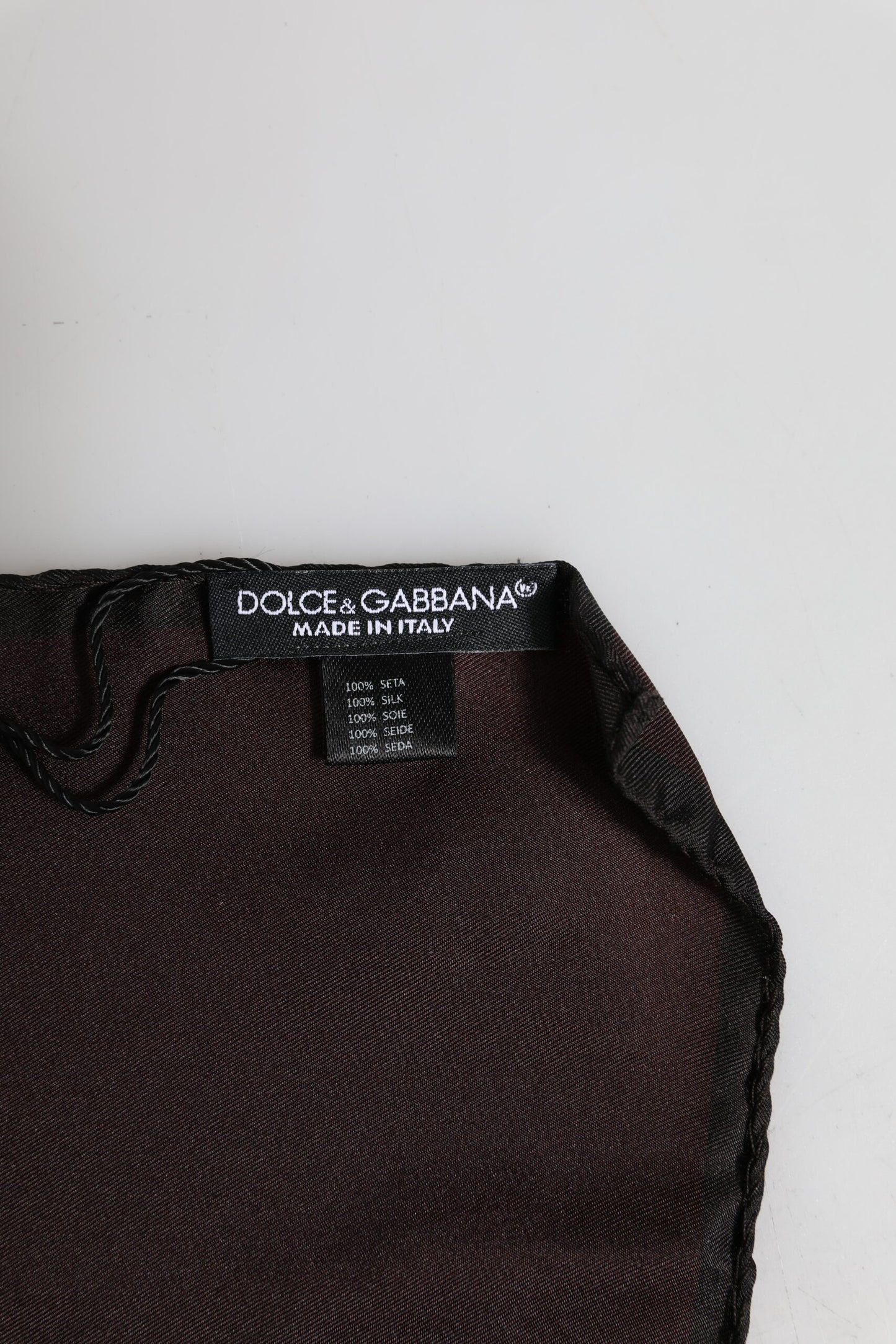 Dolce & Gabbana Brauner quadratischer Foulard aus Seide mit DG Crown-Motiv für Herren