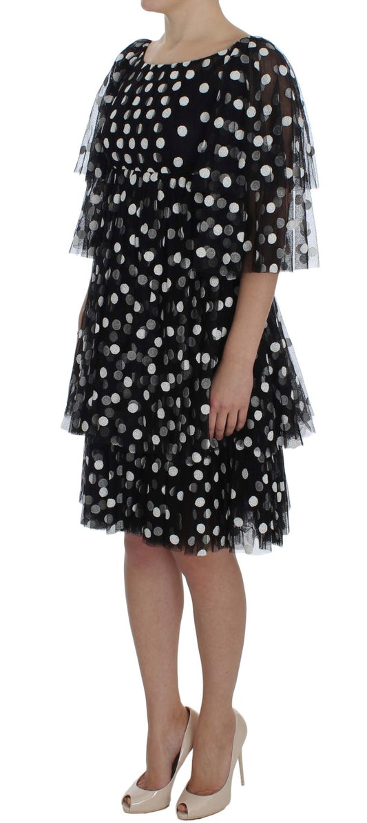 Dolce & Gabbana – Schwarz-weiß gepunktetes Rüschenkleid