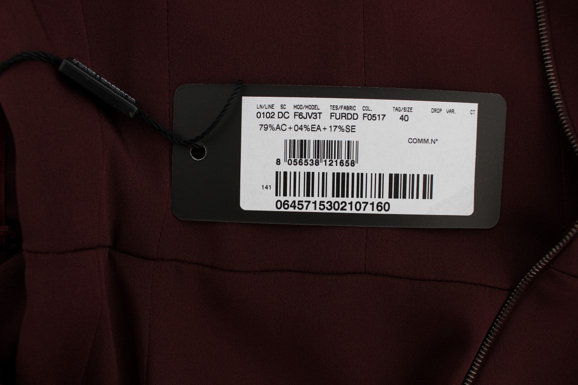 Dolce & Gabbana Bordeaux Stretch-Etuikleid in voller Länge