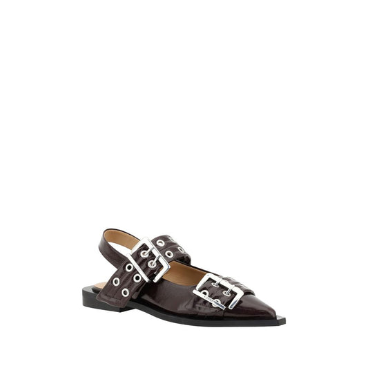 Ganni Braune Ballerinas aus Polyester