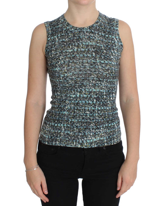 Dolce & Gabbana Blauer Wollpullover Ärmelloser Pullover