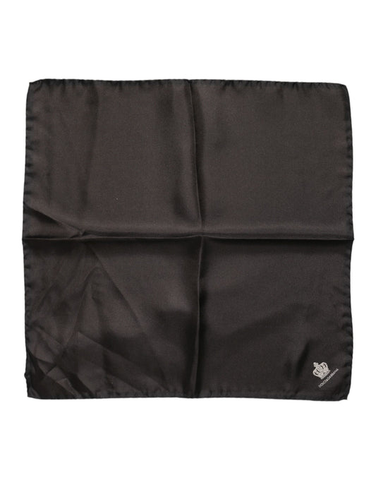 Dolce & Gabbana Brauner quadratischer Foulard aus Seide mit DG Crown-Motiv für Herren