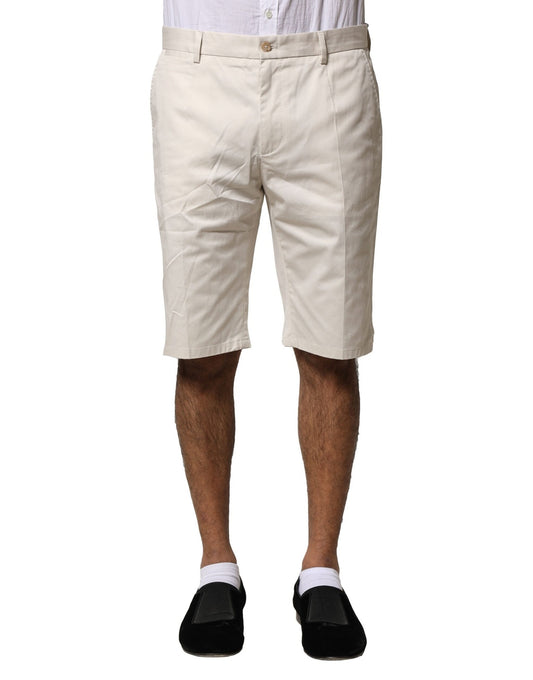 Dolce & Gabbana – Beige Bermudashorts aus Baumwollstretch mit mittlerer Taille