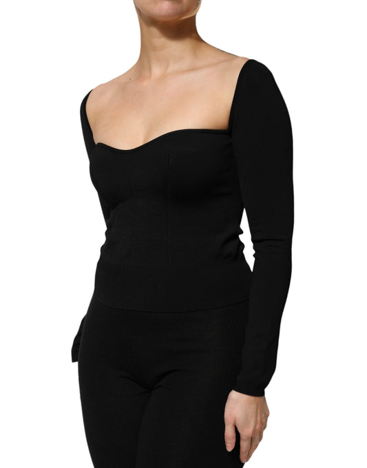 Dolce & Gabbana – Langärmliges Pullover-Bluse-Oberteil aus schwarzer Viskose