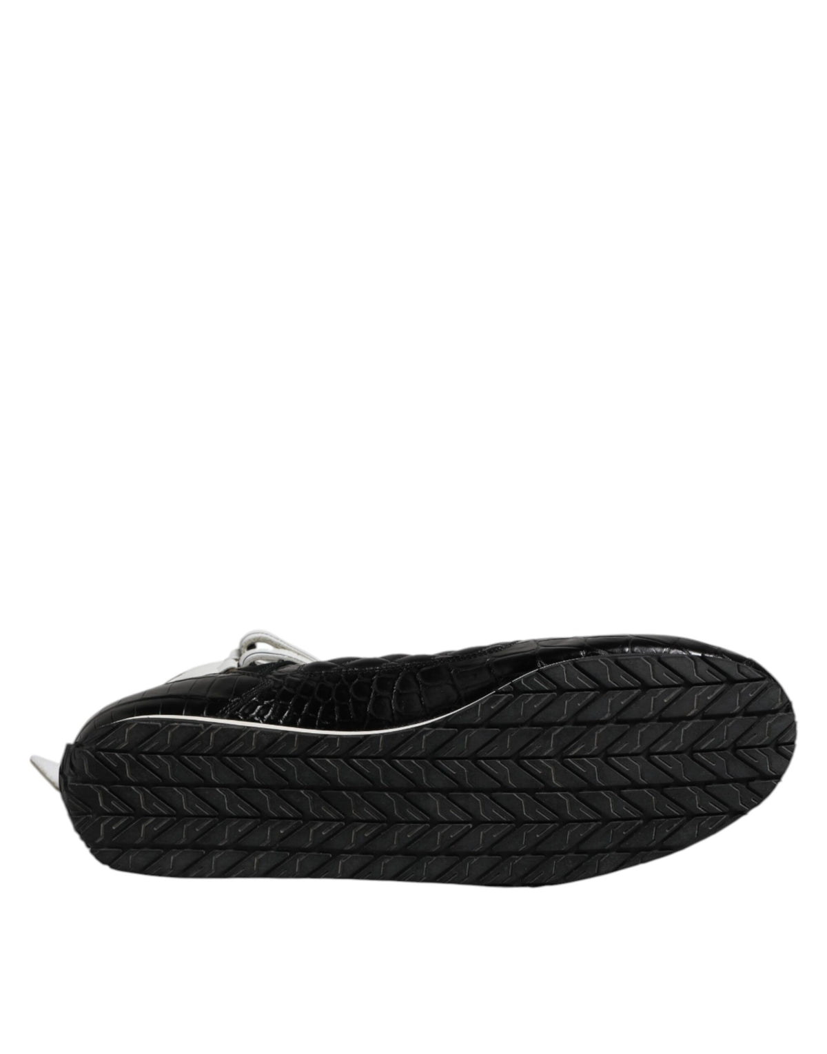 Dolce & Gabbana – Schwarze Sneakers mit gestepptem Leder und Schnürung