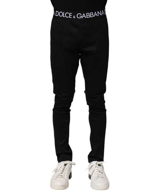 Dolce & Gabbana Black Nylon Skinny Men Jogger Pants