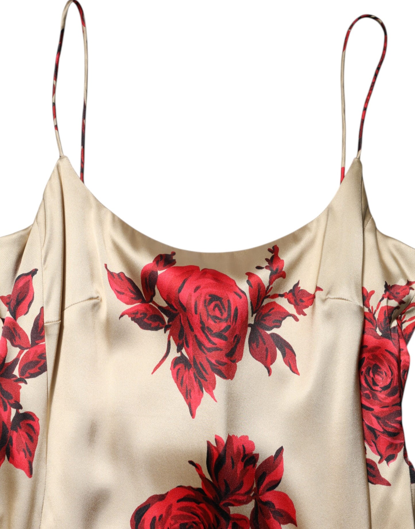 Dolce & Gabbana Beige Floral Spaghetti Strap Sheath Dress