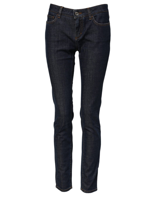 Dolce & Gabbana – Blaue Skinny-Jeans aus Baumwoll-Denim mit mittlerer Taille