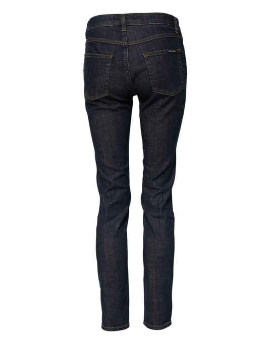 Dolce & Gabbana – Blaue Skinny-Jeans aus Baumwoll-Denim mit mittlerer Taille