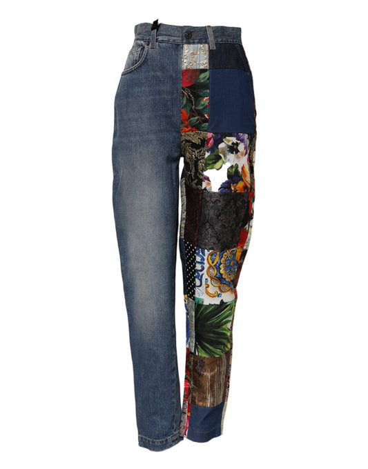 Dolce & Gabbana Blaue AMBER Patchwork-Jeans mit hoher Taille