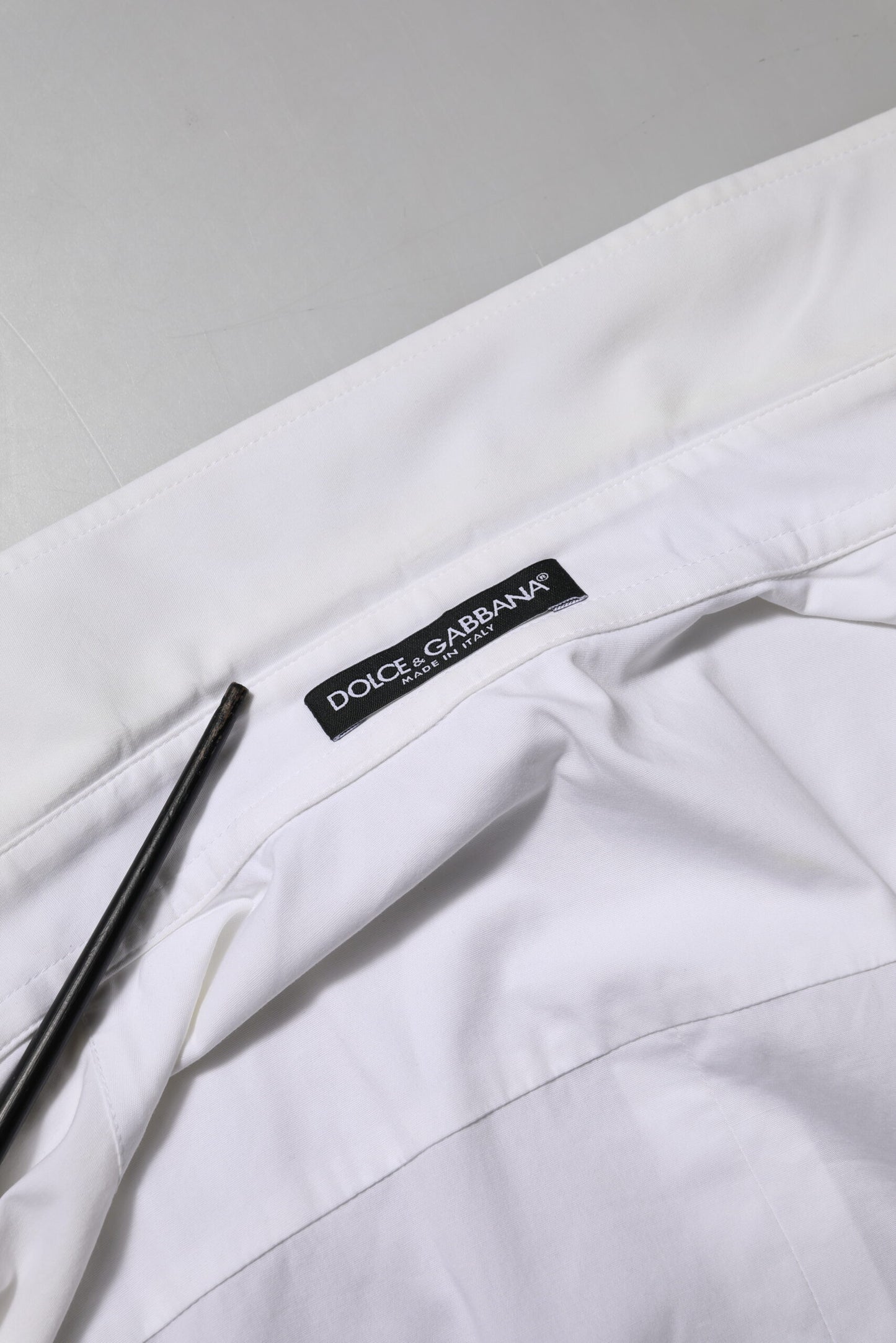 Dolce & Gabbana – Weißes, langärmliges Oberteil aus Baumwolle mit Kragen