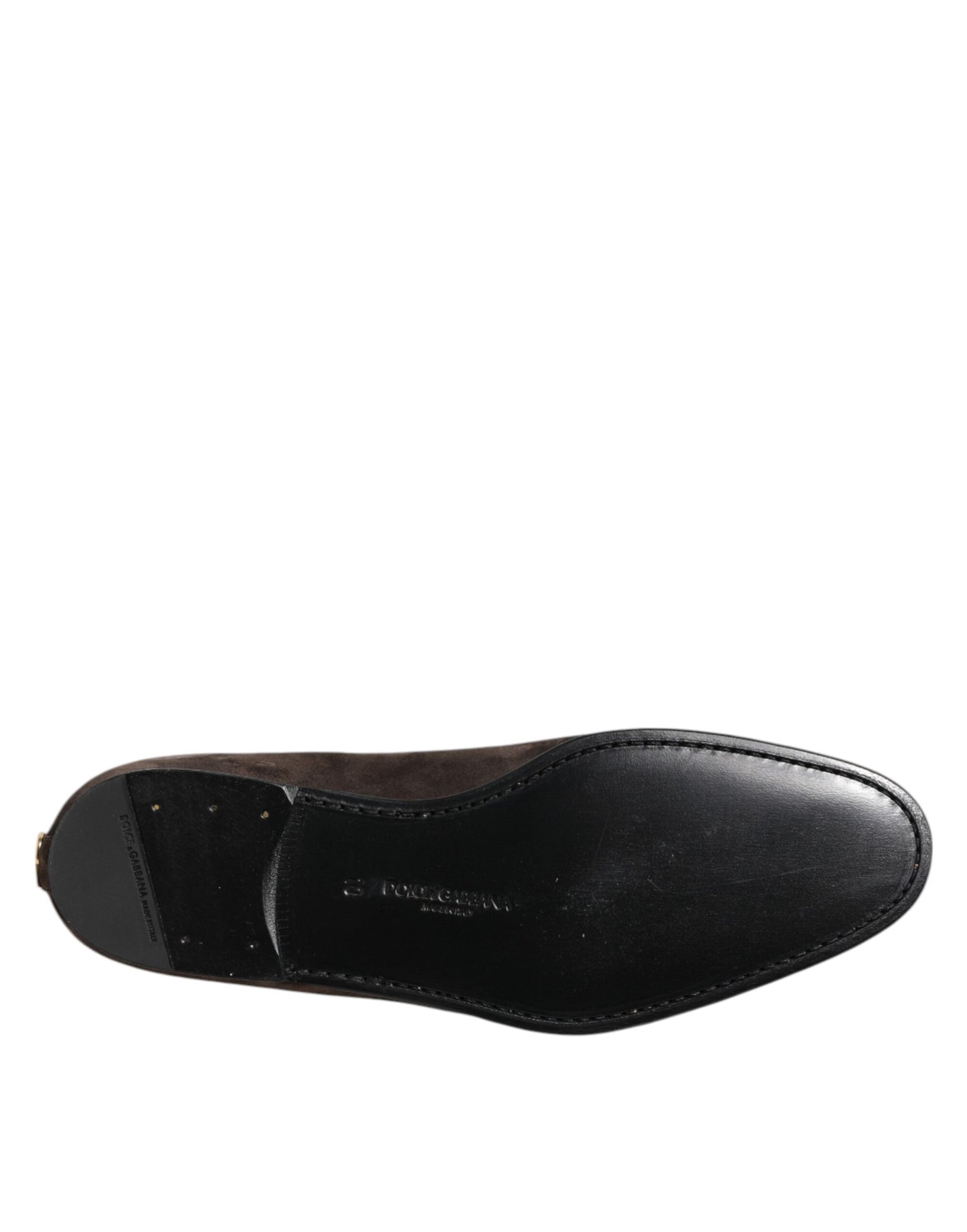 Dolce & Gabbana – Slipper aus braunem Samtleder