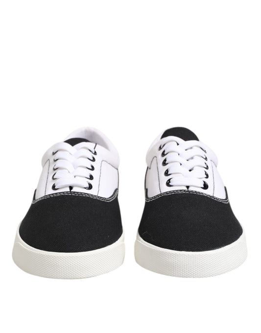 Dolce & Gabbana – Schwarze Sneakers aus Baumwoll-Canvas mit Schnürung für Herren