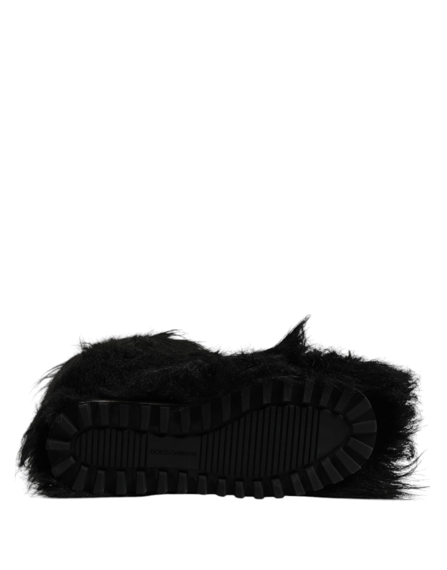 Dolce & Gabbana – Wadenhohe Stiefel aus Kunstpelz in Schwarz
